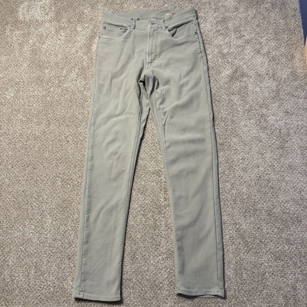 Faherty Brand Women's Stretch Terry 5-Pocket Pants Sage Green Gray Size 29 FLAW
